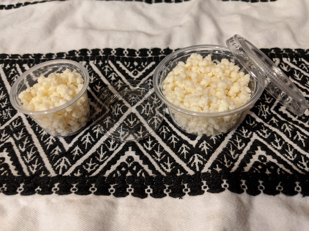 Milk kefir grains one and two tablespoons amount compared